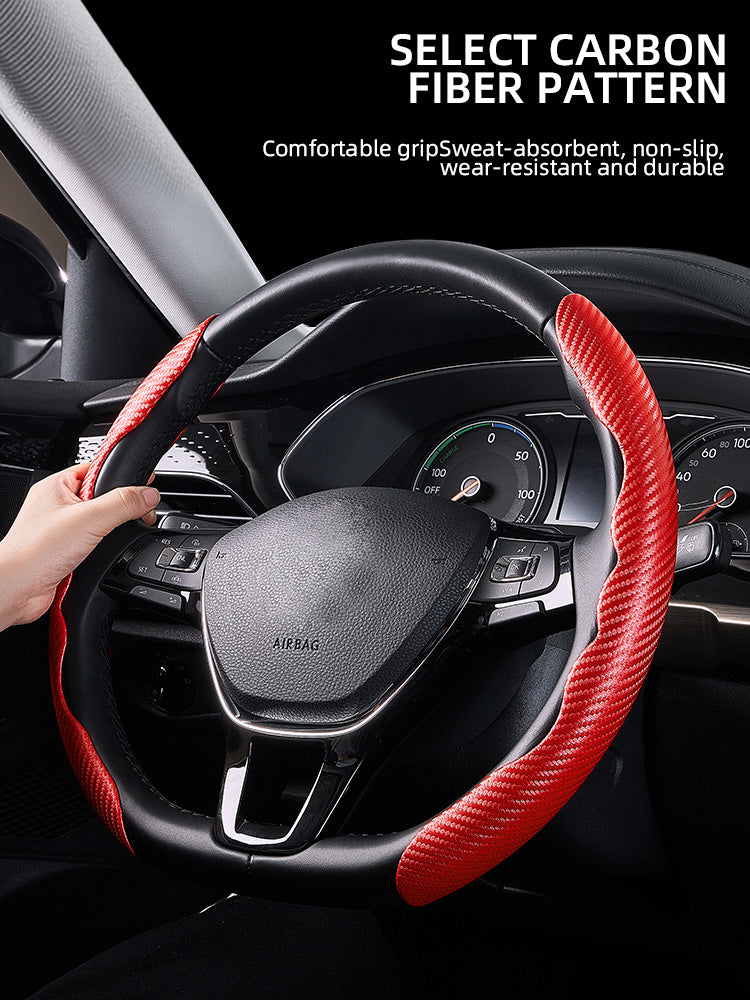 Universal Carbon Fiber Non-Slip Steering Wheel Cover – Anti-Skid Booster Grip for Cars