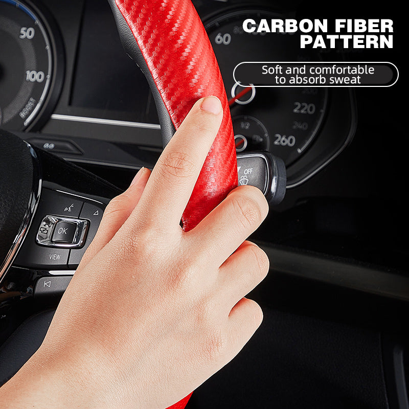 Universal Carbon Fiber Non-Slip Steering Wheel Cover – Anti-Skid Booster Grip for Cars