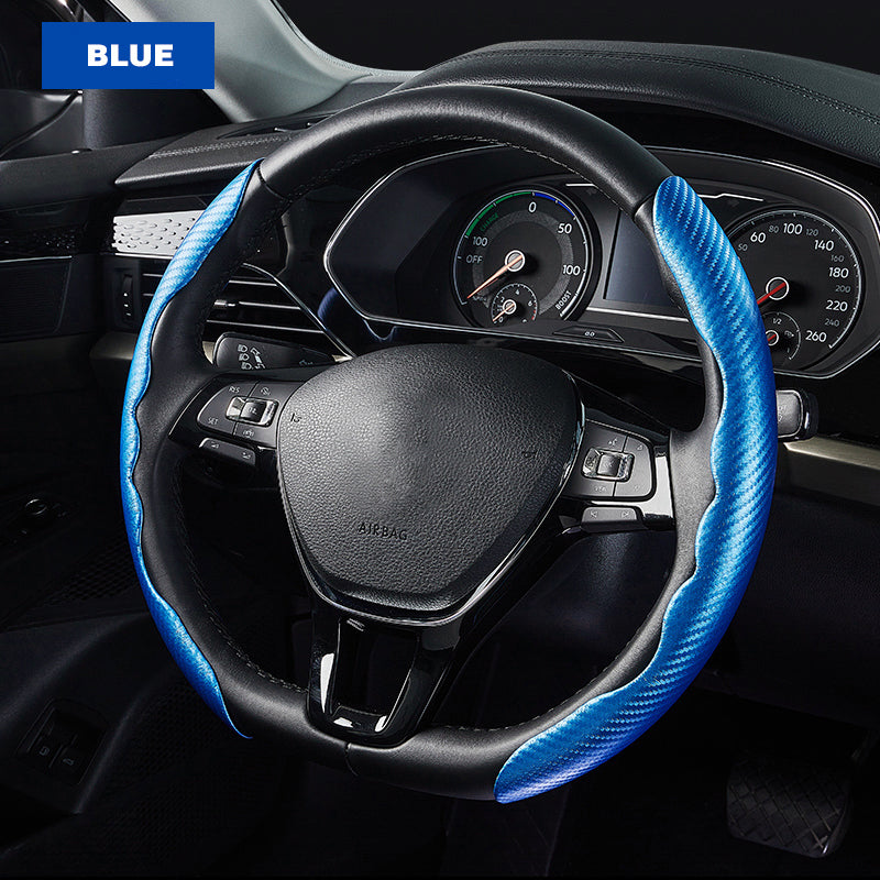 Universal Carbon Fiber Non-Slip Steering Wheel Cover – Anti-Skid Booster Grip for Cars