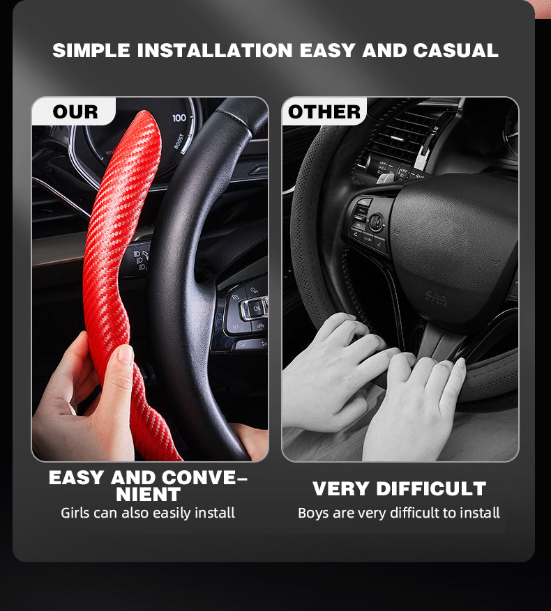 Universal Carbon Fiber Non-Slip Steering Wheel Cover – Anti-Skid Booster Grip for Cars