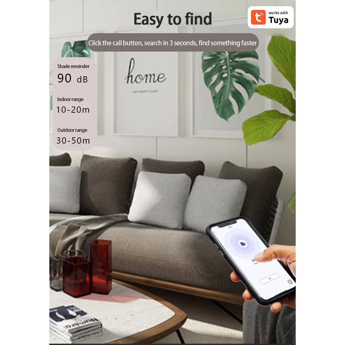 Mini GPS Tracker Locator Tuya Smart Life APP Key Finder Keychain Phones Kids Pet Item Anti Loss Alarm Smart Tag Finder Locator