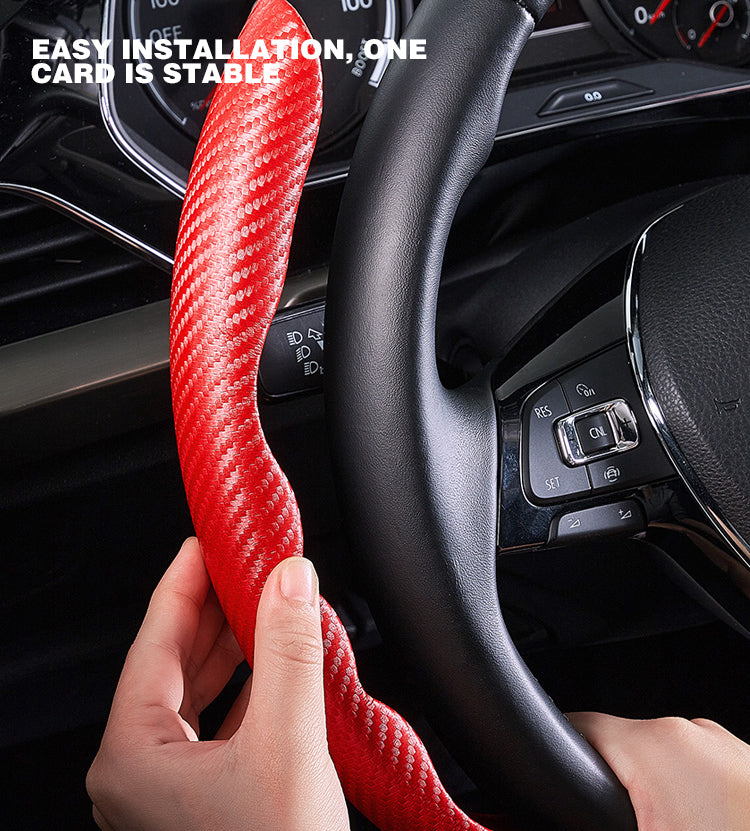Universal Carbon Fiber Non-Slip Steering Wheel Cover – Anti-Skid Booster Grip for Cars