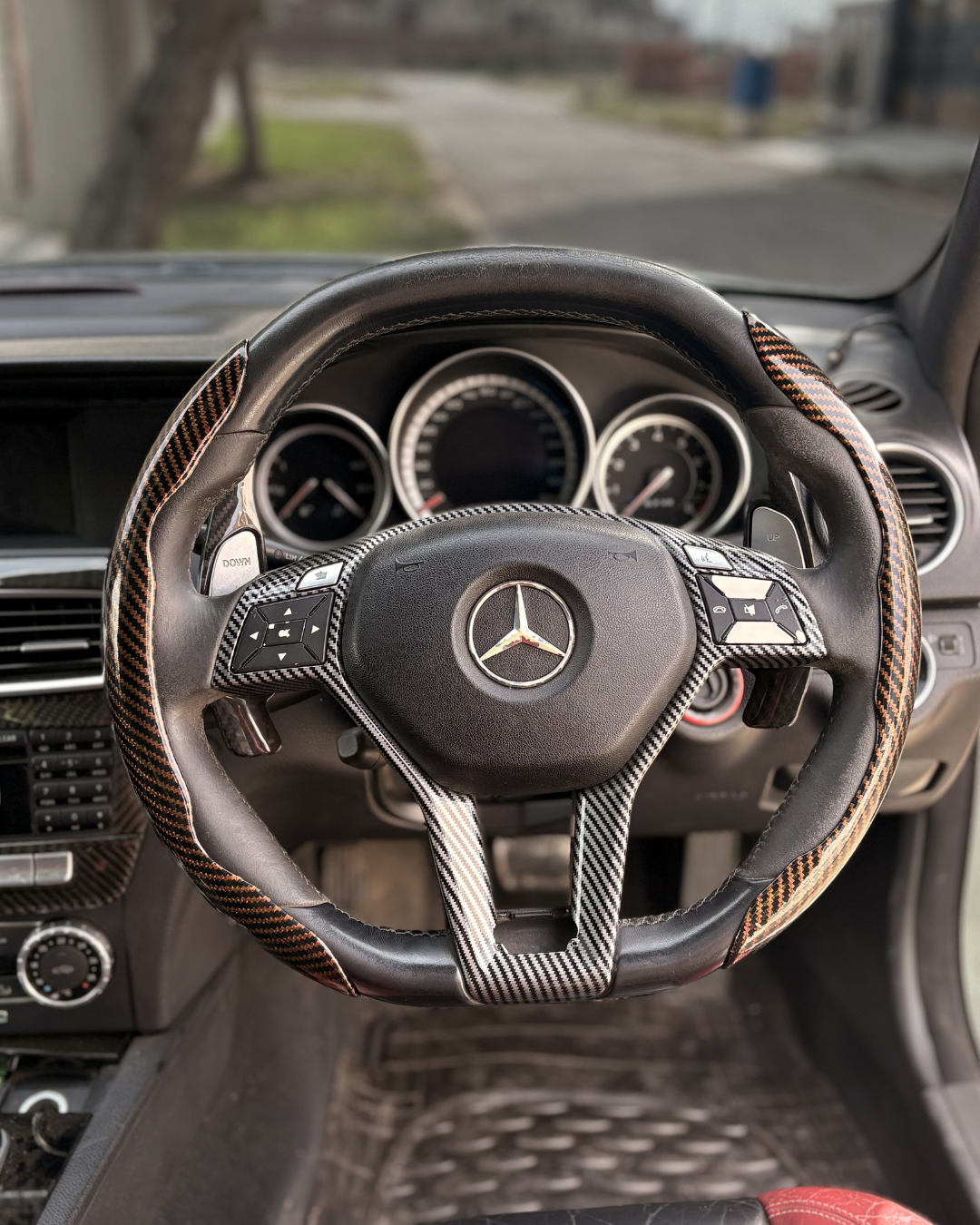 Universal Glossy Carbon Fiber Steering Covers