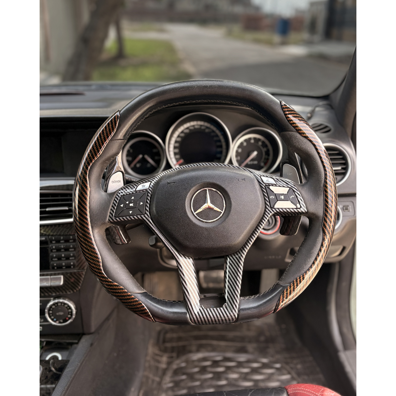Universal Glossy Carbon Fiber Steering Covers
