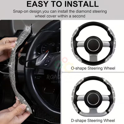 Diamond Stitch Steering Wheel Cover – Premium Grip – Universal Fit