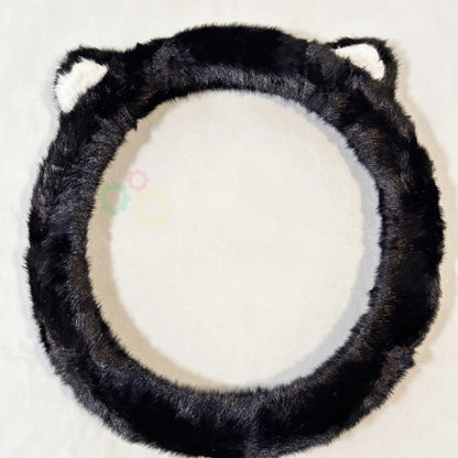 Fluffy Fur Steering Wheel Cover – Cute Car Accessory – Universal Fit