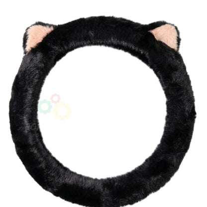 Fluffy Fur Steering Wheel Cover – Cute Car Accessory – Universal Fit