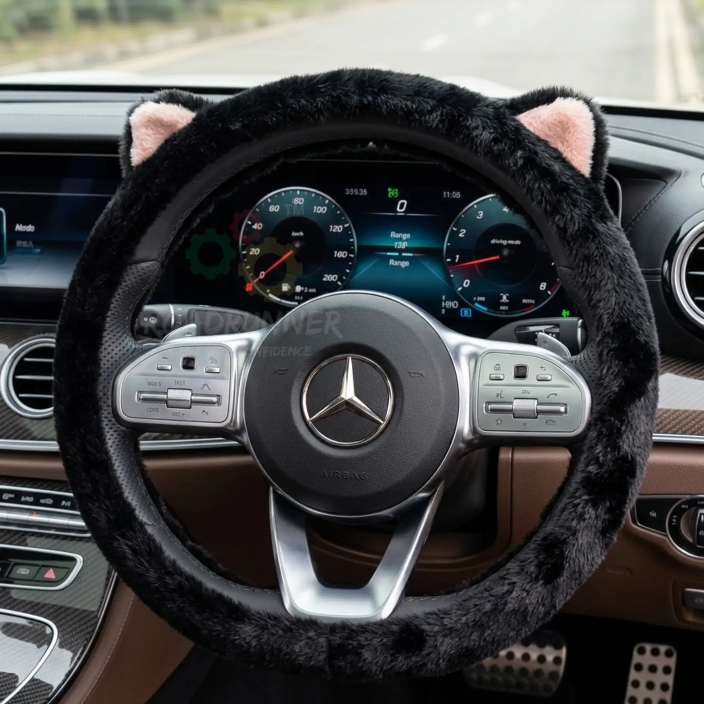 Fluffy Fur Steering Wheel Cover – Cute Car Accessory – Universal Fit