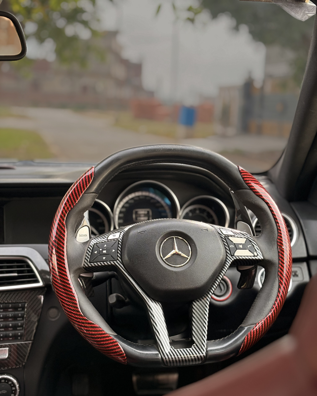 Universal Glossy Carbon Fiber Steering Covers