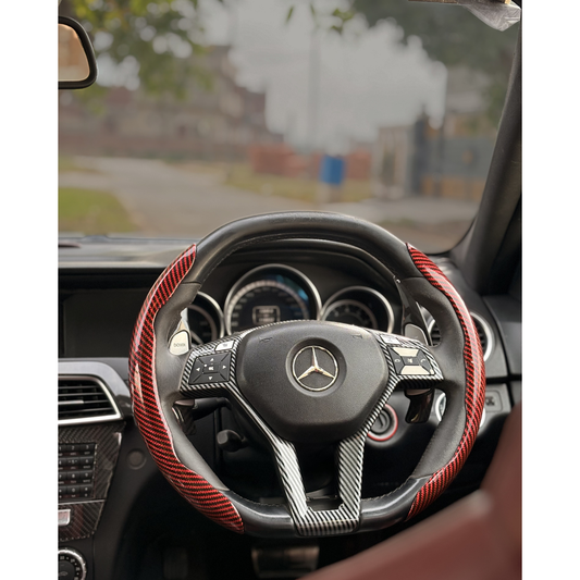 Glossy Carbon Fiber Steering Cover – Sporty Look – Universal Fit
