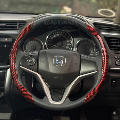 Glossy Carbon Fiber Steering Cover – Sporty Look – Universal Fit