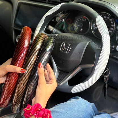 Glossy Carbon Fiber Steering Cover – Sporty Look – Universal Fit