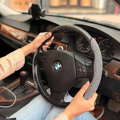 Diamond Stitch Steering Wheel Cover – Premium Grip – Universal Fit