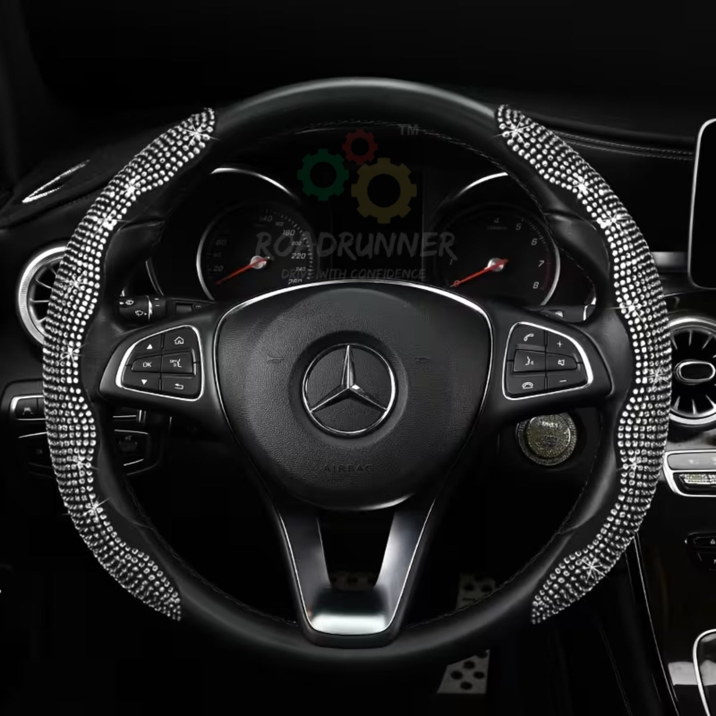 Diamond Stitch Steering Wheel Cover – Premium Grip – Universal Fit